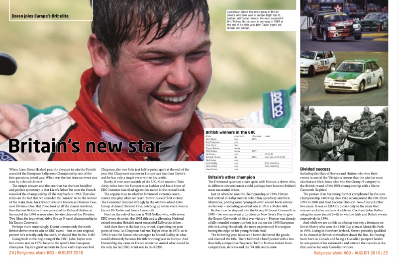 Rallycross World | RXW Magazine Auguist 2010, Liam Doran